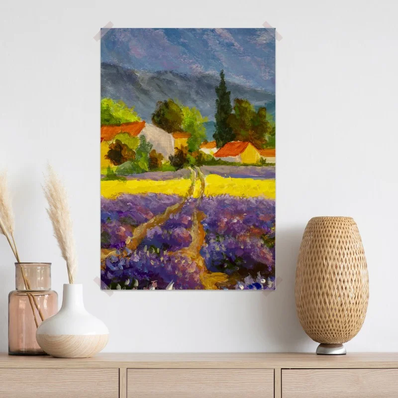 Poster tramonto sui campi di lavanda • Wallissimo® Poster tramonto sui campi di lavanda • Wallissimo®