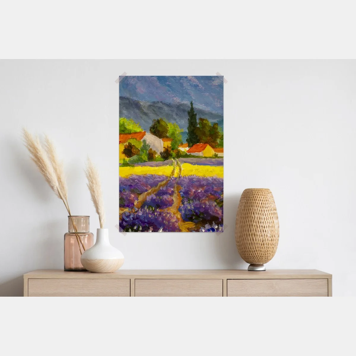 Poster tramonto sui campi di lavanda • Wallissimo® Poster tramonto sui campi di lavanda • Wallissimo®