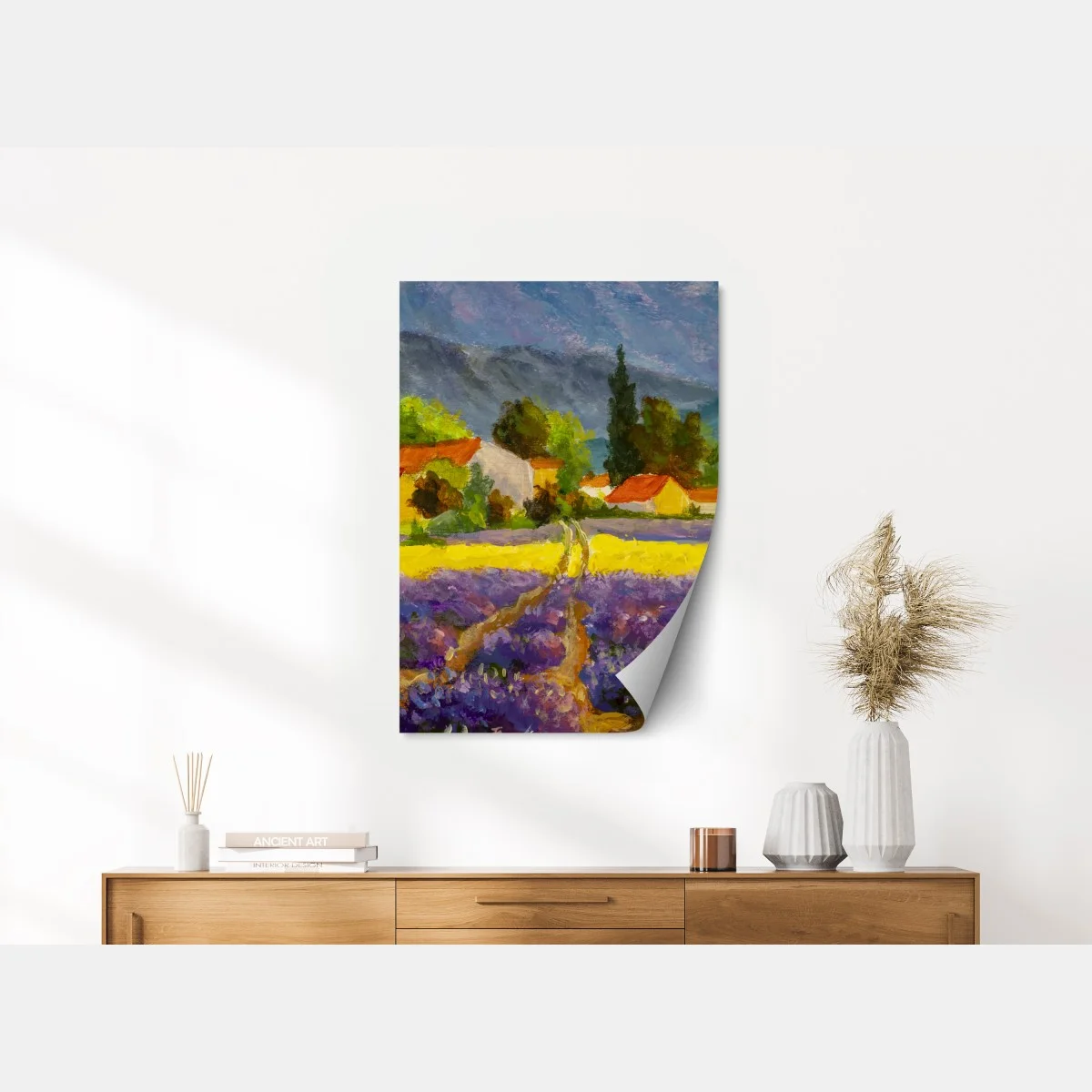 Poster tramonto sui campi di lavanda • Wallissimo® Poster tramonto sui campi di lavanda • Wallissimo®