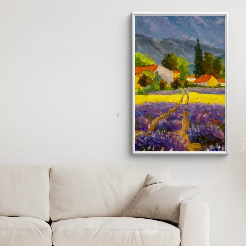 Poster tramonto sui campi di lavanda • Wallissimo® Poster tramonto sui campi di lavanda • Wallissimo®