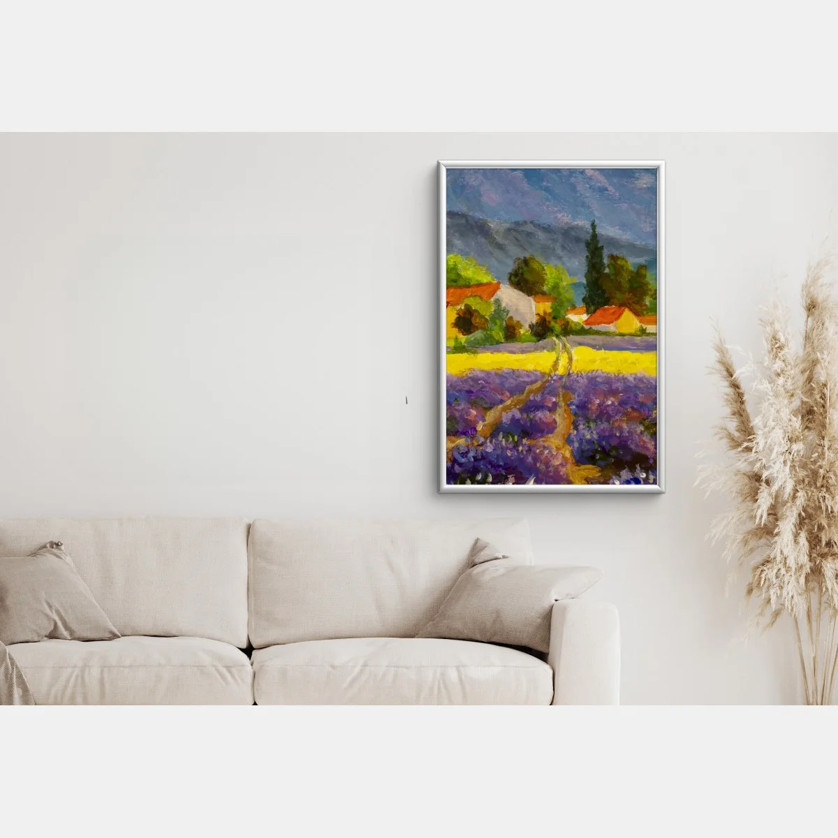 Poster tramonto sui campi di lavanda • Wallissimo® Poster tramonto sui campi di lavanda • Wallissimo®
