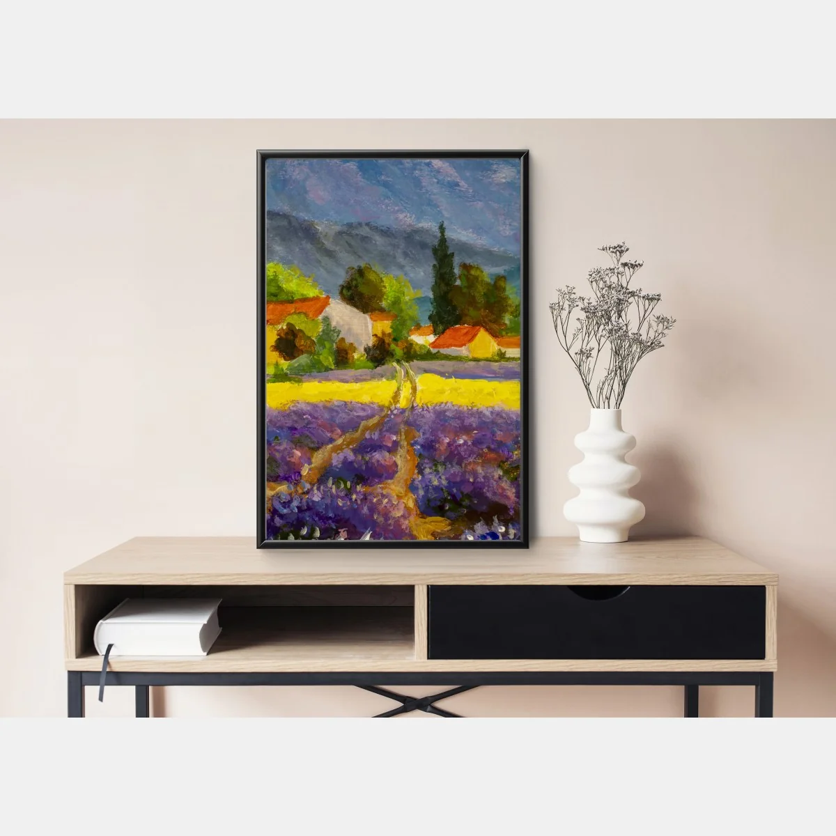 Poster tramonto sui campi di lavanda • Wallissimo® Poster tramonto sui campi di lavanda • Wallissimo®