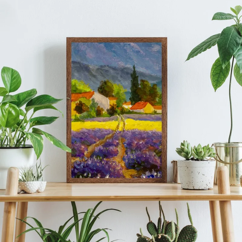 Poster tramonto sui campi di lavanda • Wallissimo® Poster tramonto sui campi di lavanda • Wallissimo®