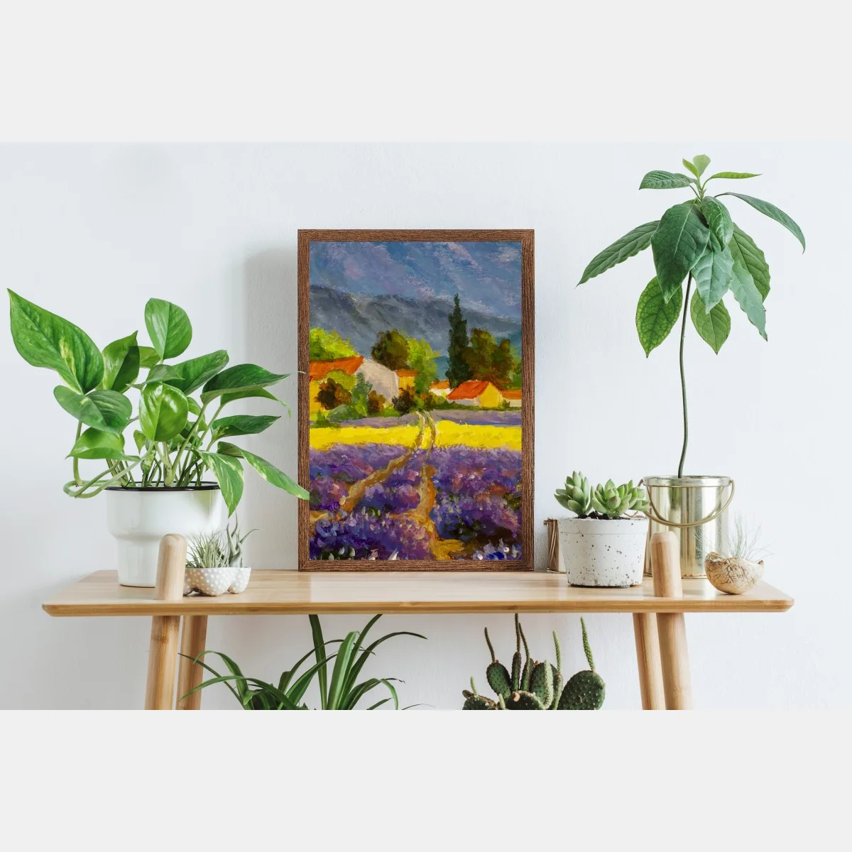 Poster tramonto sui campi di lavanda • Wallissimo® Poster tramonto sui campi di lavanda • Wallissimo®