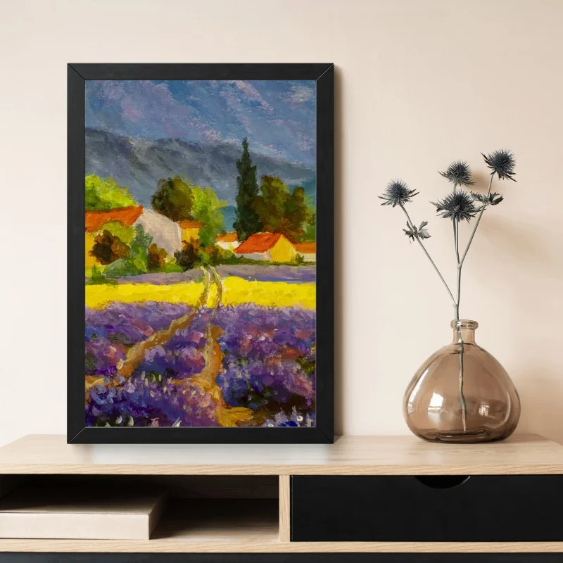 Poster tramonto sui campi di lavanda • Wallissimo® Poster tramonto sui campi di lavanda • Wallissimo®
