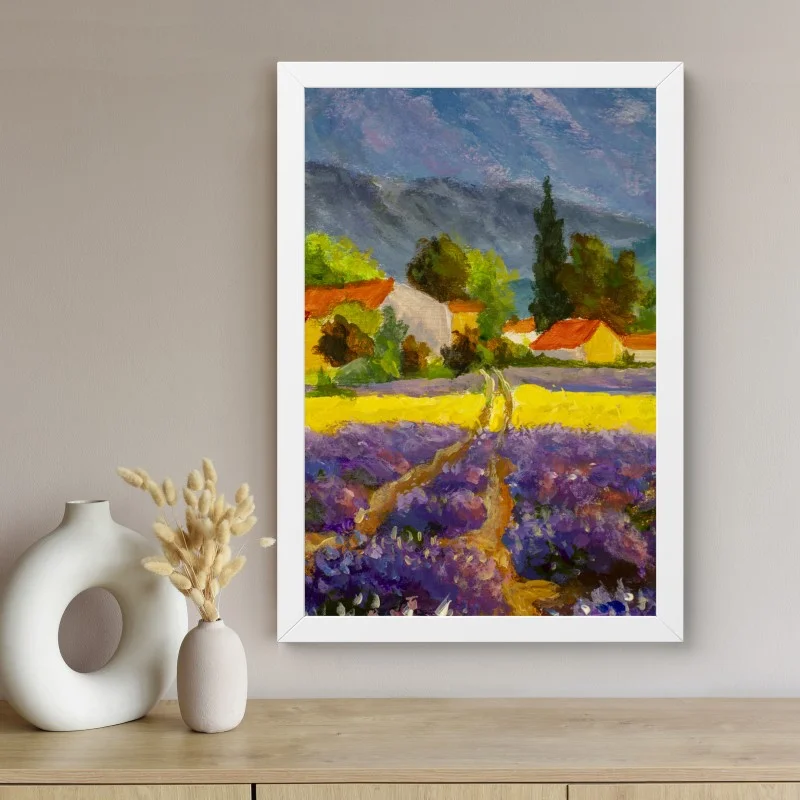 Poster tramonto sui campi di lavanda • Wallissimo® Poster tramonto sui campi di lavanda • Wallissimo®