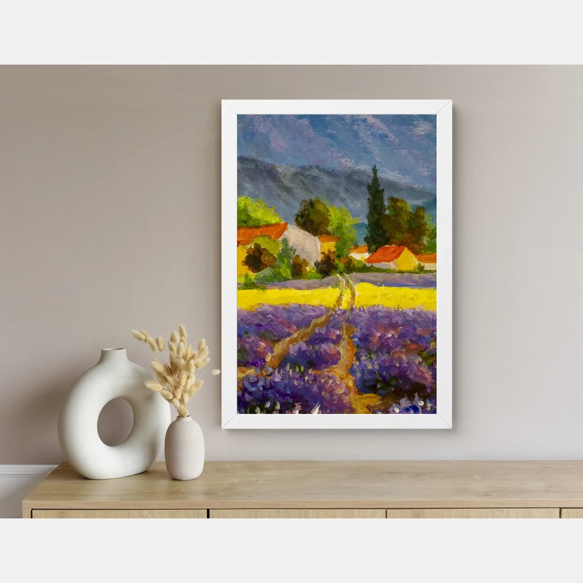 Poster tramonto sui campi di lavanda • Wallissimo® Poster tramonto sui campi di lavanda • Wallissimo®