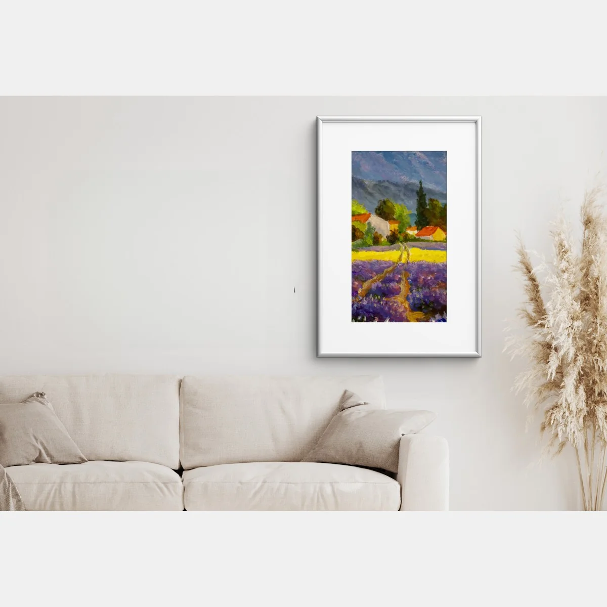 Poster tramonto sui campi di lavanda • Wallissimo® Poster tramonto sui campi di lavanda • Wallissimo®
