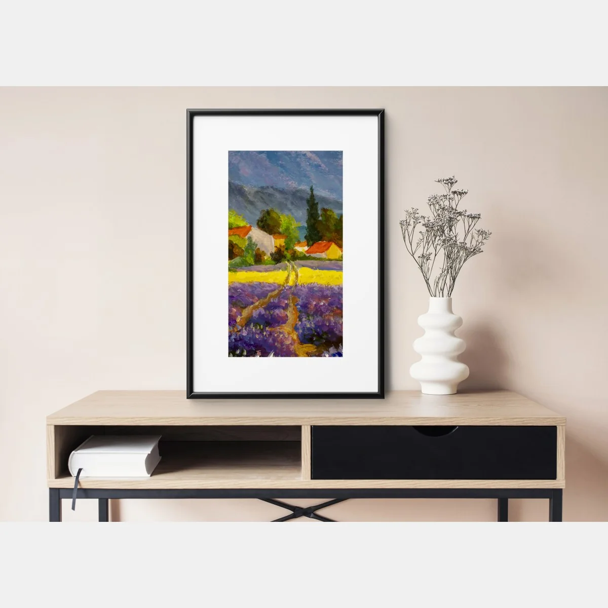 Poster tramonto sui campi di lavanda • Wallissimo® Poster tramonto sui campi di lavanda • Wallissimo®