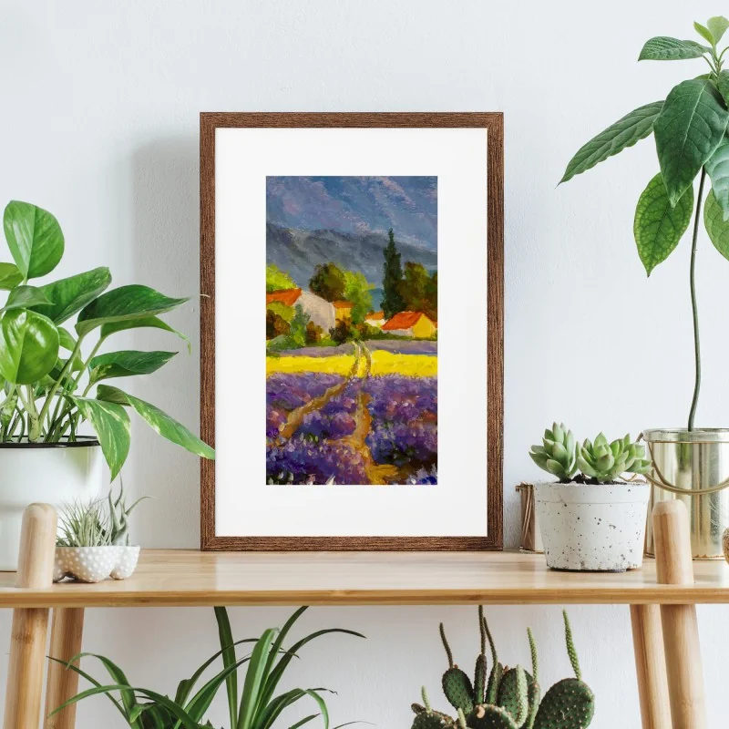Poster tramonto sui campi di lavanda • Wallissimo® Poster tramonto sui campi di lavanda • Wallissimo®