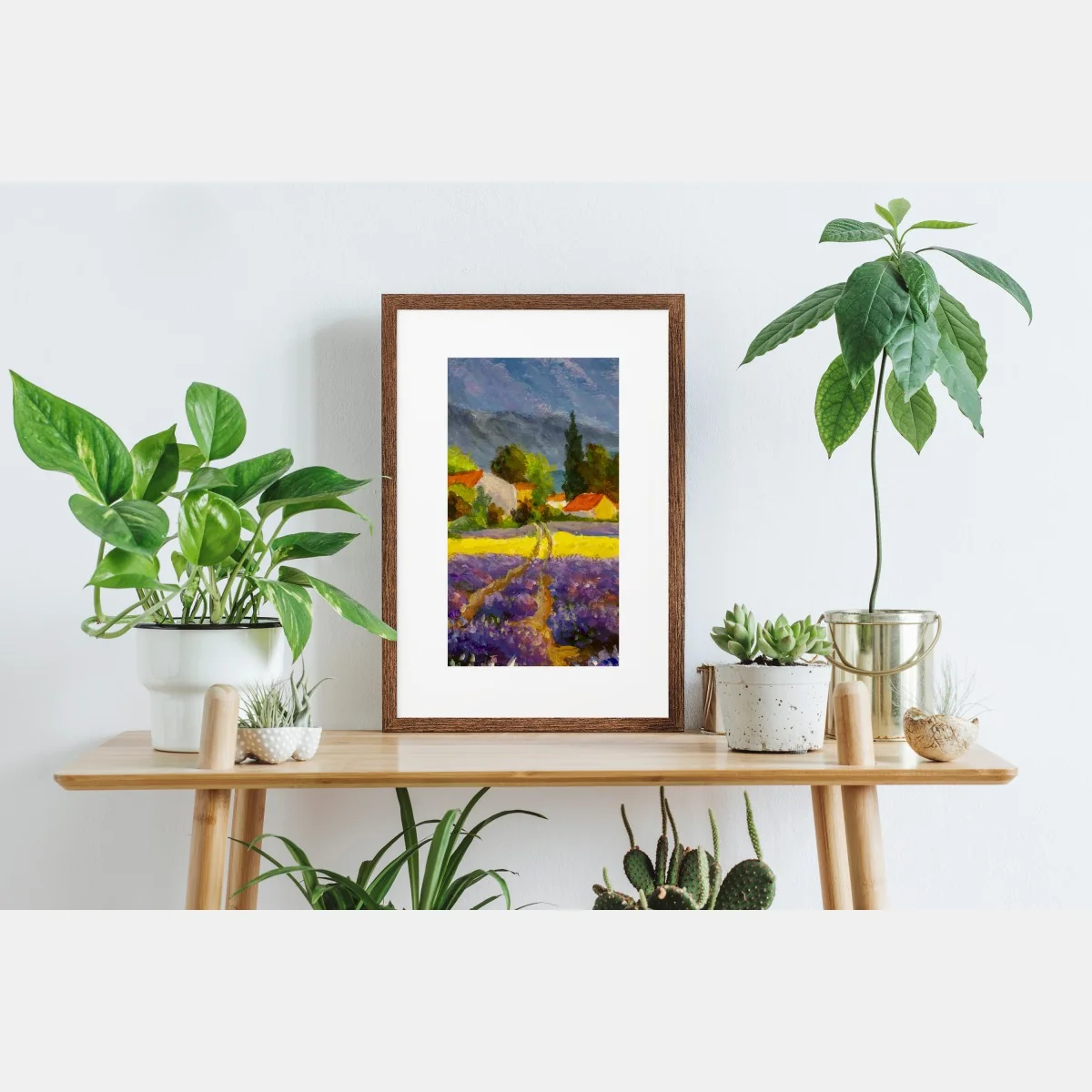 Poster tramonto sui campi di lavanda • Wallissimo® Poster tramonto sui campi di lavanda • Wallissimo®