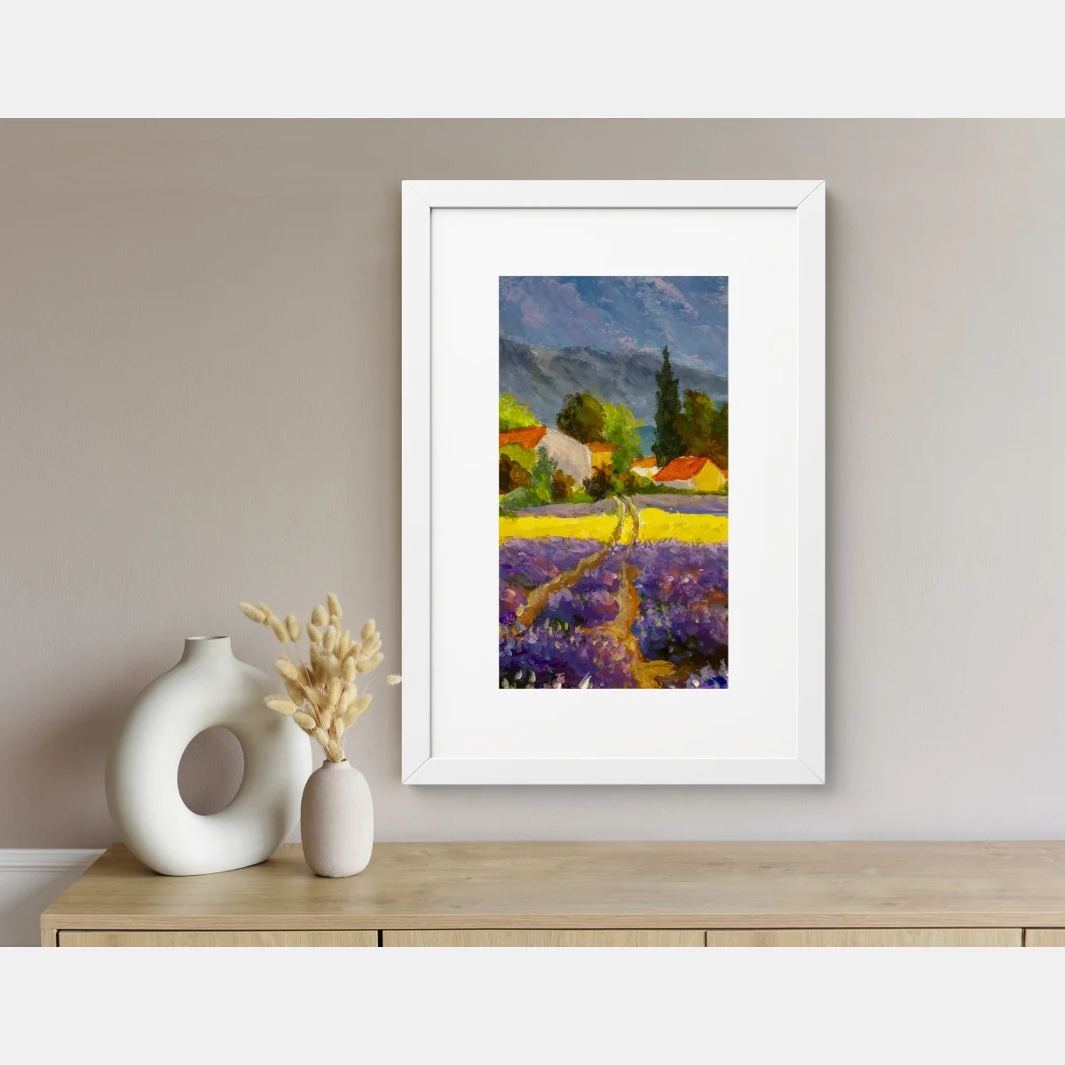 Poster tramonto sui campi di lavanda • Wallissimo® Poster tramonto sui campi di lavanda • Wallissimo®