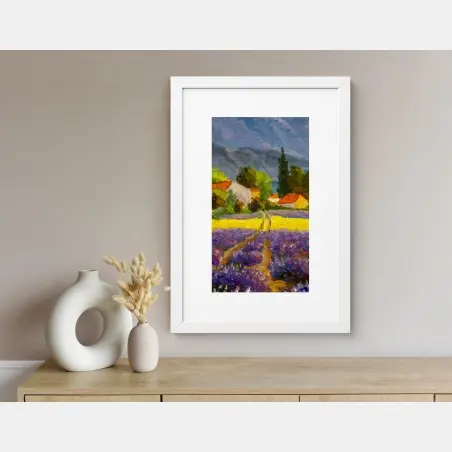 Poster tramonto sui campi di lavanda • Wallissimo®