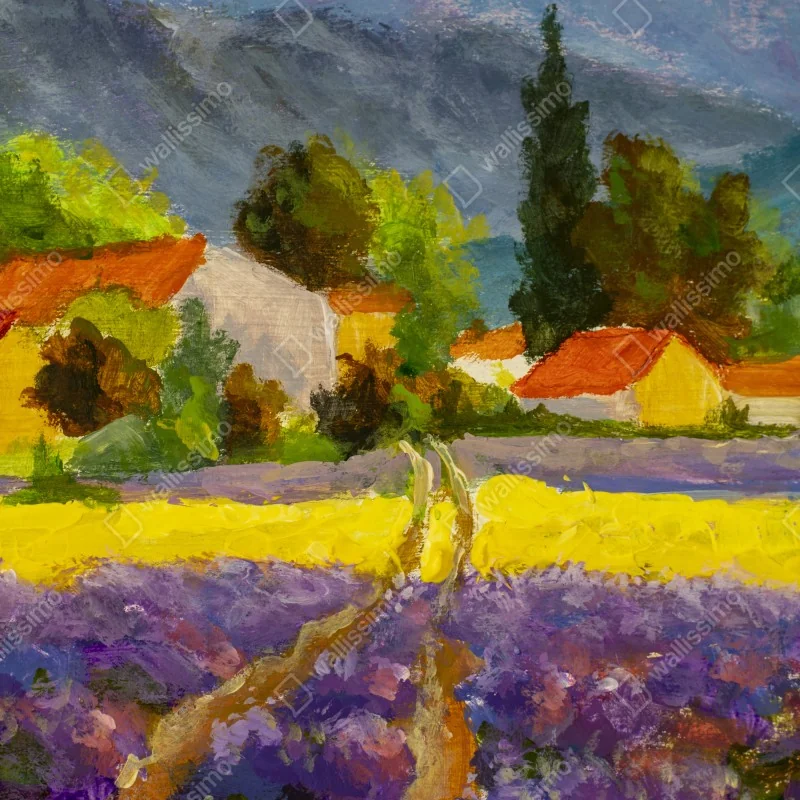 Poster tramonto sui campi di lavanda • Wallissimo® Poster tramonto sui campi di lavanda • Wallissimo®