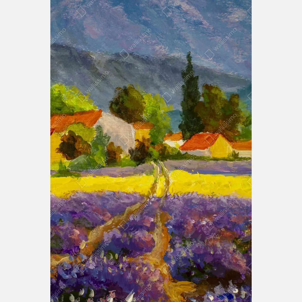 Poster tramonto sui campi di lavanda • Wallissimo® Poster tramonto sui campi di lavanda • Wallissimo®